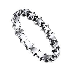 FOCALOOK 925 Sterling Silber Sterne Ring für Frauen Mädchen Dezenter Ring Größe 54 (17.2) Ewigkeit Sterne Fingerring Schick Ring in Altsilber Farbe Schmuckstücke für Geburtstag Hochzeit von FOCALOOK