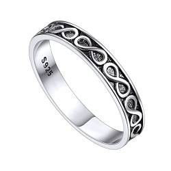 FOCALOOK 925 Sterling Silber Unendlichkeit Ring für Frauen Mädchen Dezenter Ring Größe 54 (17.2) Ewigkeit Unendlichkeit Fingerring in Altsilber Farbe Schick Schmuckstücke für Geburtstag Hochzeit von FOCALOOK