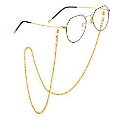 FOCALOOK Brillenkette mit Langen und Kurzen Perlen für Männer Frauen Brillenkettchen mit Vergoldet Edelstahl Schlichte Brillen Kette Schicke Schmuckstücke für Sonnenbrille Lesebrille von FOCALOOK