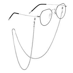 FOCALOOK Brillenkette mit weißen Zirkonia Steinen Herren Damen Bling Brillenkette Brillenband Brillen Kette Brillenkettchen aus Edelstahl Mode Schick Schmuckstücke für Sonnenbrille Lesebrille von FOCALOOK