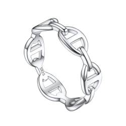 FOCALOOK Damen 925 Sterling Silber Ring Fingerring Größe 52 Freundschaftsring Durchbrochener Ring Verlobungsring Ehering Schmuck Accessoire für Hochzeit Valentinstag von FOCALOOK