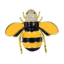 FOCALOOK Damen Brosche Gelbe Emaille Biene Pin Brosche 18k vergoldet Insekt Tier Anstecknadel Büro Party Hochzeit Damenkostüm Zubehören von FOCALOOK