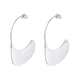 FOCALOOK Damen Geometrische Ohrringe Edelstahl offene halbe Ohrringe Elegante Statement Ohrstecker Ohrhänger modischer Schmuck für Bürodamen Office Lady von FOCALOOK