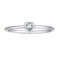 FOCALOOK Damen Herren Ehering Verlobungsring Trauring 925 Sterling Silber Weißen Herz Zirkonia Solitär Ring Antragsring Partnerring Schmuck Größe 57 (18.1) von FOCALOOK