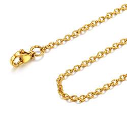 FOCALOOK Damen Herren Kette 2mm dünne Rolokette Edelstahl Halskette Ersatzkette für Anhänger silberfarben Gliederkette 75cm von FOCALOOK