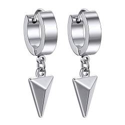 FOCALOOK Damen Herren Punk Stil Ohrringe Edelstahl Huggie Kreolen mit Pyramide Ohrringe Ohr Piercing Modeschmuck Accessoire Ear Studs für Frauen Männer von FOCALOOK