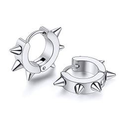 FOCALOOK Damen Herren Punk Stil Ohrringe Edelstahl Spike Huggie Kreolen Ohrringe Ohr Piercing Modeschmuck Accessoire Ear Studs für Frauen Männer von FOCALOOK