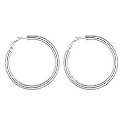 FOCALOOK Damen Hoop Ohrringe Edelstahl groß Kreis Creolen 60mm Kreis Statement Ohrringe Frauen Mädchen Ohr Piercing Modeschmuck Accessoire für Bürodamen Office Lady von FOCALOOK