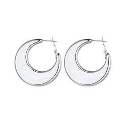 FOCALOOK Dicke Ohrringe Creolen Damen Edelstahl Halbcreolen Kreis Ohrringe Chunky Creolen Außendurchmesser 40mm Chunky Hoop Earrings Accessoire von FOCALOOK