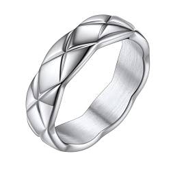 FOCALOOK Edelstahl Ehering für Damen Herren 6mm breit X-Kreuz Design Band Ring Trauring Verlobungsring Partnerring Modeschmuck für Hochzeit Jahrestag Größe 54 (17.2) von FOCALOOK