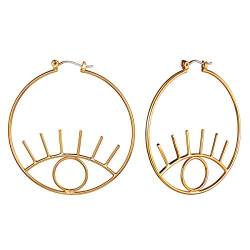 FOCALOOK Geometrische Ohrringe Kreis mit Auge Design Creolen Gold überzogen Elegante Damen Mädchen Ohrschmuck perfekte Accessoire Geschenk für die meisten Anlässe von FOCALOOK