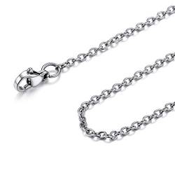 FOCALOOK Halskette für Männer Frauen Jungen Mädchen 2mm dünne Rolokette Edelstahl Halskette Ersatzkette für Anhänger silberfarben Gliederkette 70cm von FOCALOOK