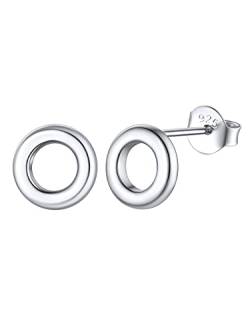 FOCALOOK Herren Ohrringe Ohrstecker Silber 925 Damen Ohrringe Kreis Silver Earrings Piercing Ohr Medizinische Ohrstecker Earrings Accessoire Ohrschmuck von FOCALOOK