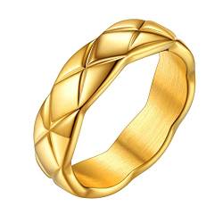 FOCALOOK Herren Partnerring 18k vergoldet Ehering Verlobungsring 6mm breit X-Kreuz Design Trauring Antragsring Hochzeit Verlobung Modeschmuck für Männer Größe 59 (18.8) von FOCALOOK