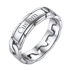 FOCALOOK Herren personalisiert Ehering Verlobungsring 4mm breit Edelstahl Trauring Antragsring Panzerkette Design Partnerring Partnerschaft Modeschmuck für Ehefrau Ehemann Größe 64 (20.4) von FOCALOOK