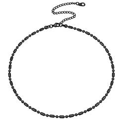 FOCALOOK Hochwertige Lange und Kurze Kügelchen Choker Halskette für Frauen Mädchen Schlüsselbein Kette Choker Halsketten aus Edelstahl mit Schwarz Schick Schmuckstück für Geburtstag von FOCALOOK