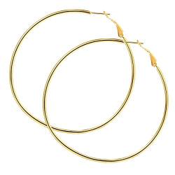 FOCALOOK Hoop Ohrringe 70mm Creolen Große Runde Kreis Ohrringe schwarz Elegant Ohrschmuck für Frauen Mädchen Bürodamen von FOCALOOK