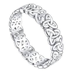FOCALOOK Keltischer Knoten Triquetra Ring 925 Sterling Silber Damenring Größe 52 Fingerring Antragsring Modeschmuck Accessoire für Geliebte Freundin von FOCALOOK