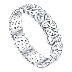 FOCALOOK Keltischer Knoten Triquetra Ring 925 Sterling Silber Ringe Frauen Größe 62 Fingerring Antragsring Verlobungsring Schmuck Accessoire für Hochzeit von FOCALOOK