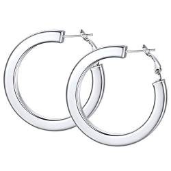 FOCALOOK Kreis Creolen 30mm für Damen Mädchen Edelstahl 5mm Quaderrohr Kreis Ohrringe Runde Ohr Piercing Elegante Statement Ohrringe Ohrschmuck für Party Geburtstag von FOCALOOK