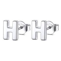 FOCALOOK Ohrstcker Buchstabe H 925 Sterlingsilber - Damen Initiale Stud Ohrringe Alphabet Letter Ohr Piercing Ohr Schmuck Accessoire für Mädchen Frauen von FOCALOOK