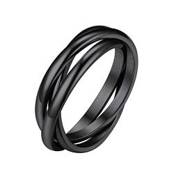 FOCALOOK Schlichte Ringe Damen Ehering Wickelringe Schwarzer Ring 316L Edelstahl Ringe Geschlossene Ringe Fingerringe Schmuck für Mutter/Tochter/Freundin Größe 47 von FOCALOOK