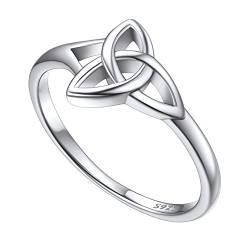 FOCALOOK Silber 925 Triquetra Ring für Damen Keltischer Dreiheits-Knoten Ehering Partnerring Verlobungsring für Valentinstag Jahrestag Größe 52 (16.6) von FOCALOOK