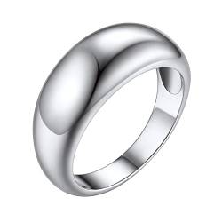 FOCALOOK Statement Ring Edelstahl Kuppel Croissant Design Ring Ehering Trauring Verlobungsring Partnerring Modeschmuck für Hochzeit Verlobung Größe 62 (19.7) von FOCALOOK