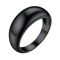 FOCALOOK Statement Ring Schwarz Kuppel Croissant Design Ring Ehering Trauring Verlobungsring Partnerring Modeschmuck für Hochzeit Verlobung Größe 62 (19.7) von FOCALOOK