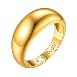 FOCALOOK personalisiert Dom Ring Ehering Verlobungsring Trauring 18k vergoldet Croissant Ring Statement Ring Antragsring Partnerring Modeschmuck für Mutter Großmutter Größe 57 (18.1) von FOCALOOK