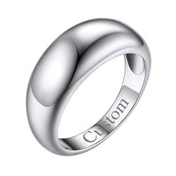 FOCALOOK personalisiert Dom Ring Ehering Verlobungsring Trauring Edelstahl Croissant Ring Statement Ring Antragsring Partnerring Modeschmuck für Mutter Großmutter Größe 57 (18.1) von FOCALOOK