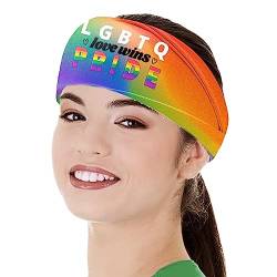 Gay Pride Stirnbänder | Pride Haarschmuck mit Alphabet-Druck, Dress Up & Festival | Pride Dress Up und Haar-Accessoires, elastisches breites Kopfband für Kostüm, Workout, Sport, Pride Parade Foccar von FOCCAR