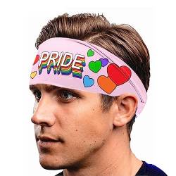 Pride Stirnbänder für Frauen | Buchstabendruck Regenbogen Pride Zubehör – breites Kopfband Gummiband für Kostüme, Workout, Sport, Parade Foccar von FOCCAR