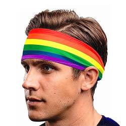 Rainbow Gay Pride Stirnband – Pride Haarschmuck mit Alphabet-Druck, Dress Up & Festival – breites Kopfband, elastisches Band für Kostüm, Workout, Sport, Parade Foccar von FOCCAR