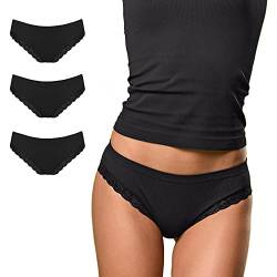 FOCENZA Slip Damen Spitze Feinripp, Nahtlose Technologie, Made in Italy (Black, LXL) von FOCENZA