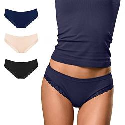 FOCENZA Slip Damen Spitze Feinripp, Nahtlose Technologie, Made in Italy (Black – Powder – Blue, LXL) von FOCENZA