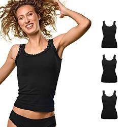 FOCENZA Tanktop mit Spitzenträgern, Nahtlose Technologie, Made in Italy (Black, LXL) von FOCENZA