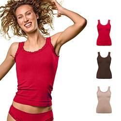 FOCENZA Tanktop mit Spitzenträgern, Nahtlose Technologie, Made in Italy (Red – Chocolate – Nude, LXL) von FOCENZA