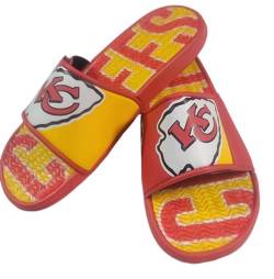 NFL Unisex Sport Shower Gel Slide Flip Flop Sandalen Colorblock Big Logo, Kansas City Chiefs, 13-14 Women/11-12 Men von FOCO