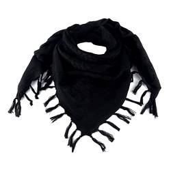 FOCUHUNTER Shemagh Schal Military Tactical Desert Keffiyeh Schal Head Neck Schal Baumwolle 43x43 Zoll Bunte arabische Schals Wrap mit Quaste für Männer & Frauen (Schwarz) von FOCUHUNTER