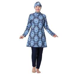 FOKULUNDA Muslimischer Burkini-Badeanzug in Übergröße, bescheidene Badebekleidung, islamisches Full Cover Hijab Top, Schwimmhose, Set (7XL, F9) von FOKULUNDA