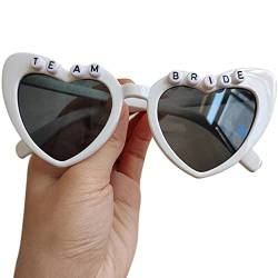 FOLODA Junggesellenabschied Sonnenbrille Für Damen Team Braut/Braut Zu Sein Buchstaben Brille Mit Weißem Rahmen Damen Trendbrille Für Erwachsene Team Braut Sonnenbrille Weiße Braut Sonnenbrille Damen von FOLODA