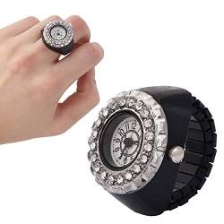 FOLOSAFENAR Quarz-Fingerringuhr, Elegante Design-Fingerringuhr für Schöne Frauen (Schwarz) von FOLOSAFENAR