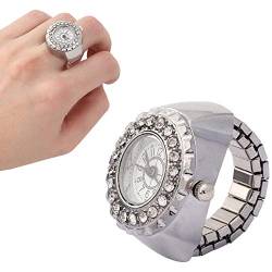 FOLOSAFENAR Quarz-Fingerringuhr, Elegante Design-Fingerringuhr für Schöne Frauen (Silberfarbe) von FOLOSAFENAR