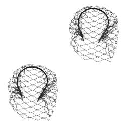 FOMIYES 2 Stück Brautschleier Braut Stirnband Hochzeitsschleier Pillbox Hut Fascinator Schleierhut Elegant Mesh Kopfschmuck Schleier Haarband Kopfschmuck Für Party Performance von FOMIYES