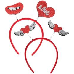 FOMIYES 2 Stück Valentinstag-Stirnband Glitzernde Rote Herz-Kopf-Bopper-Pailletten-Liebesherz-Haarreifen Für Neujahr Geburtstag Valentinstag von FOMIYES