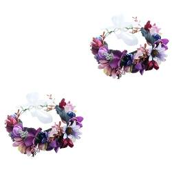 FOMIYES 2St Haarbänder Tiara floraler Kopfschmuck Brautkopfbedeckung Blumenstirnbänder für Mädchen Hochzeit Stirnband Krone Urlaub von FOMIYES