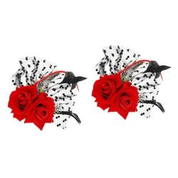 FOMIYES 2st Halloween Rote Rose Haarnadel Kopfschmuck Brautkleid Haarschmuck Bühne Bankett Foto Zubehör Haarnadel Brosche Stoffblumen Abschlussball von FOMIYES