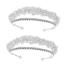 FOMIYES 2st Perlenkrone Damen Stirnbänder Haargummis Für Damenhaare Perlenstirnband Haarschmuck Hochzeit Strass-imitationsperle Braut von FOMIYES