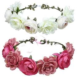 FOMIYES 2st Rosa Stirnband Kopfschmuck Künstlichen Rosen Fee Stirnband Floraler Kopfschmuck Rosafarbene Haarspange Stirnband Florales Stirnband Stoff Blumen Urlaubsartikel Braut von FOMIYES